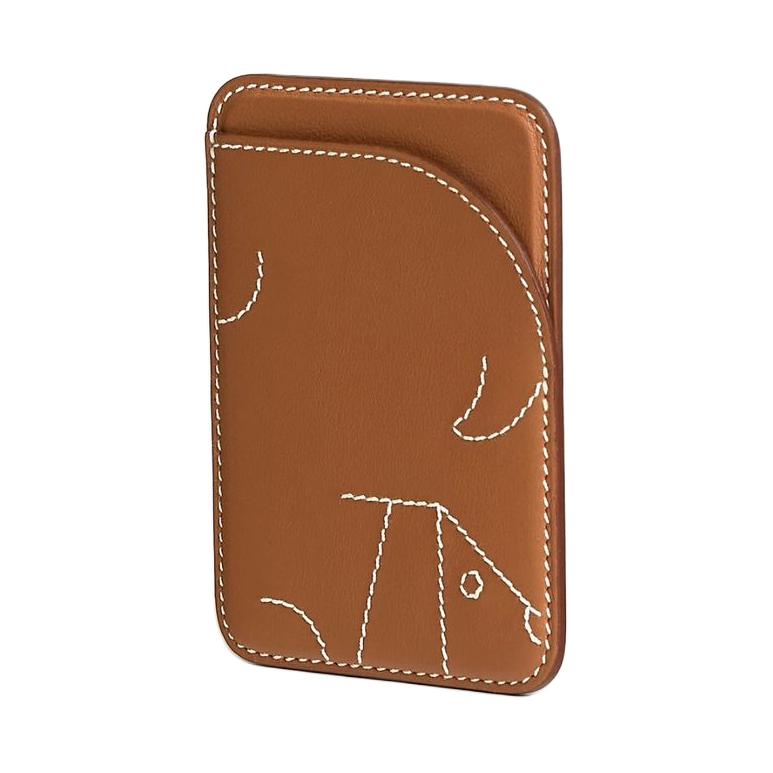 HERMES Кожаный картхолдер женский, 37 Gold Gold Brown — фото 2
