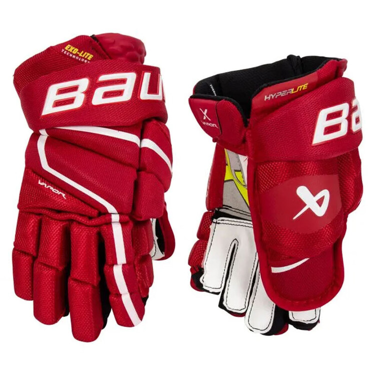 

BAUER Новая модель 2022 года HYPERLITE хоккейные перчатки для элитных соревнований, молодежные 28 см красные