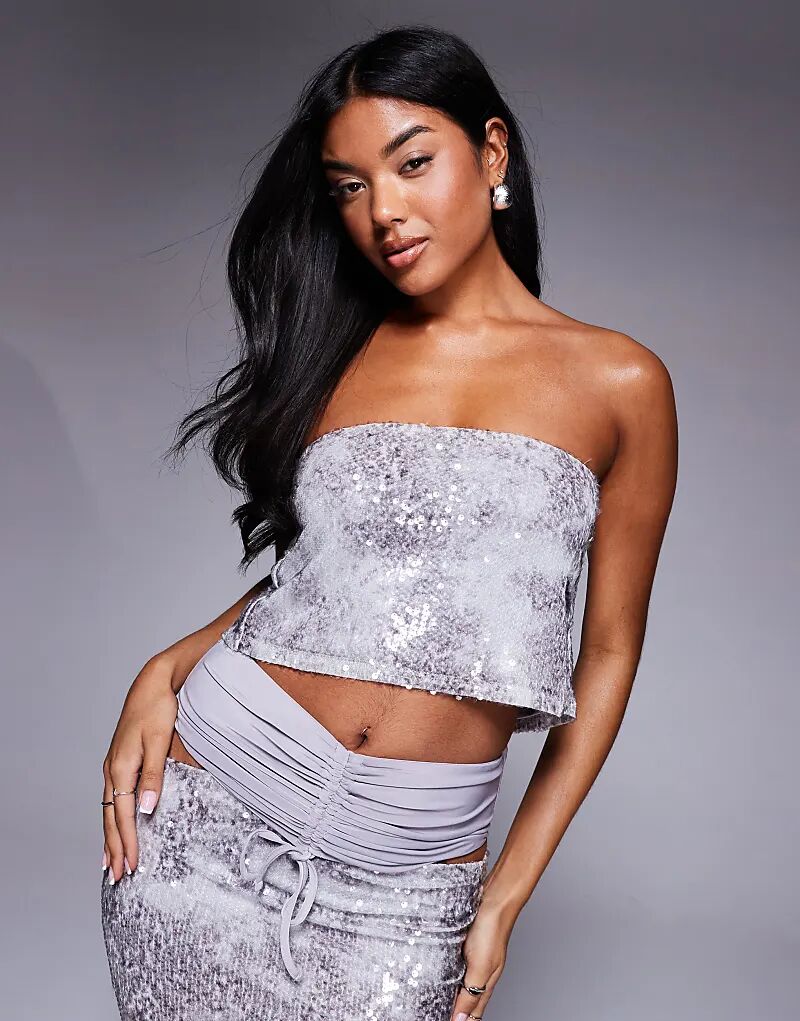 

Топ-бандо с пайетками ASOS X THE SOURCED COLLECTION серого цвета Asos Design