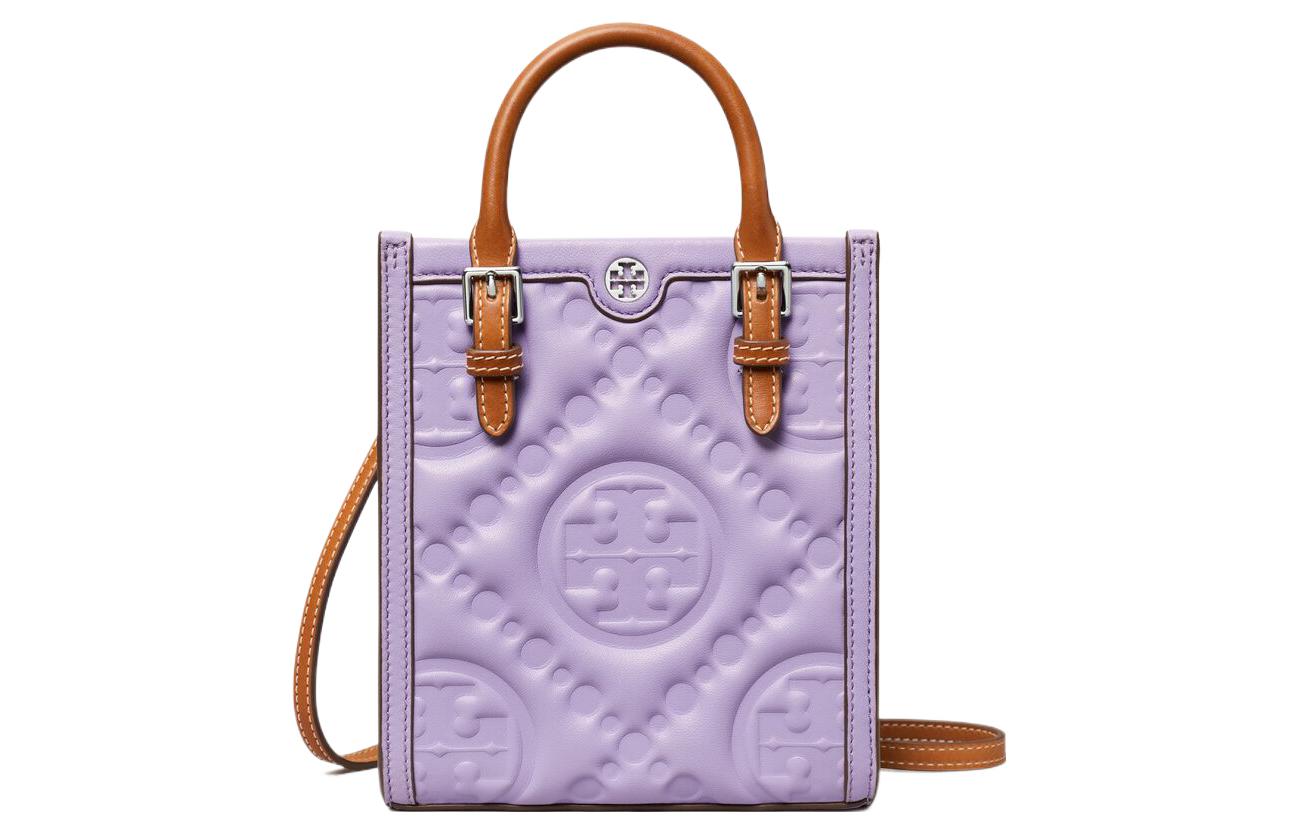 

TORY BURCH Сумка T Monogram с тиснением из кожи, шоппер, сумка через плечо, кроссбоди, мини-клатч женская purple