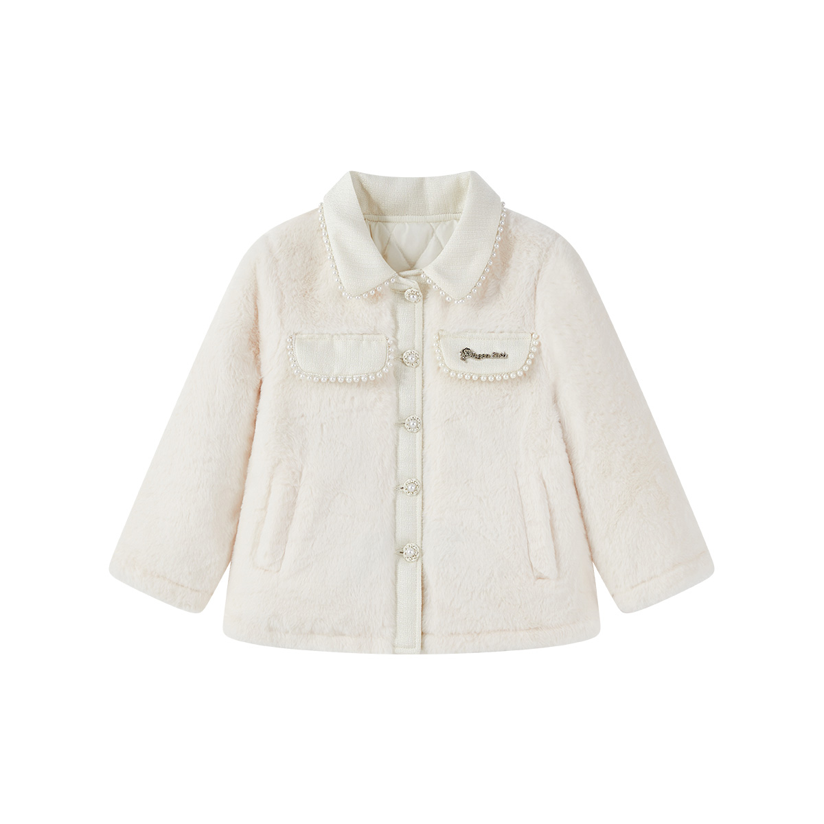 

Детская утепленная курткас отворотом Disney, экрю