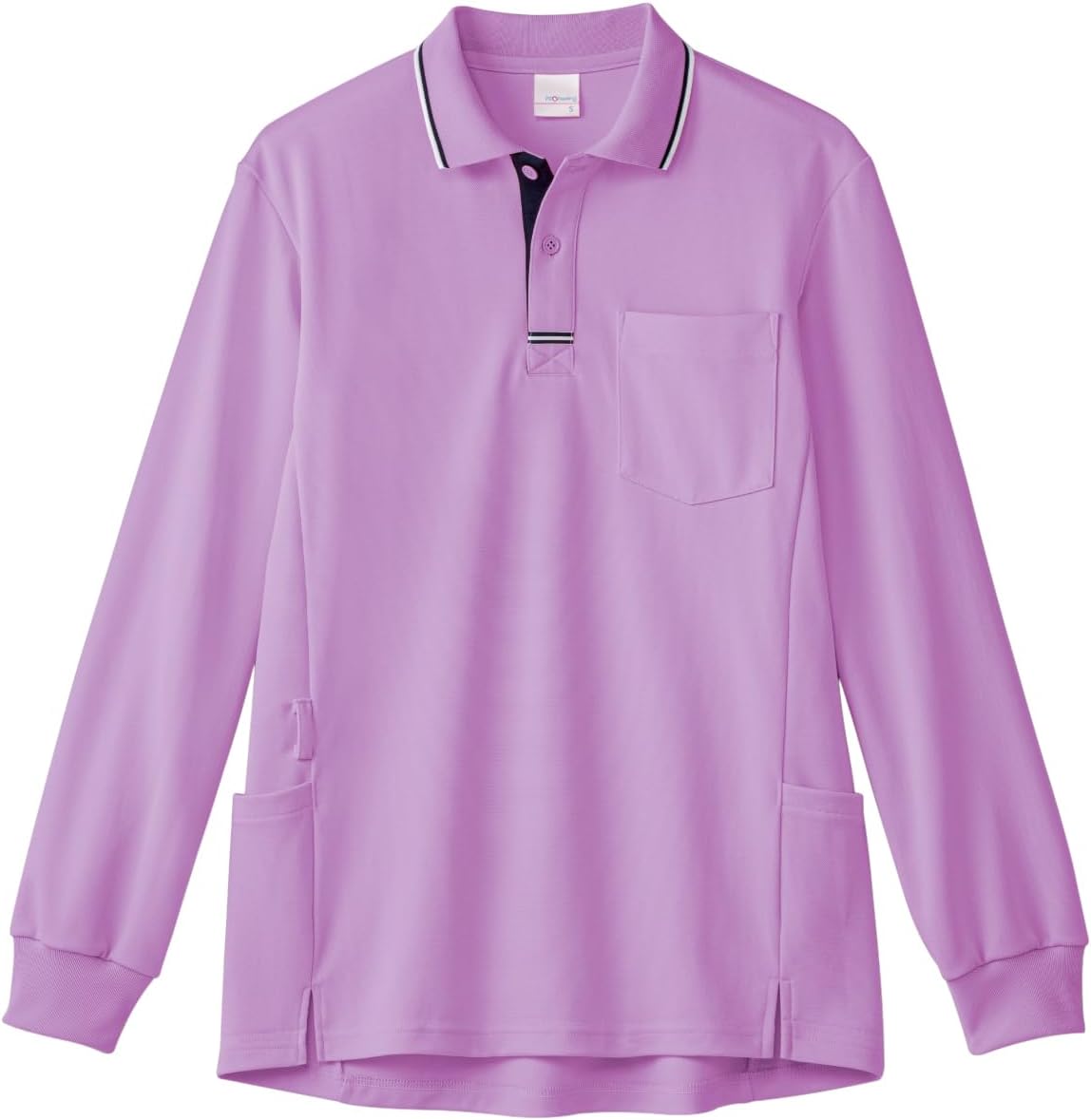 

Поло с длинными рукавами PROFeeling (унисекс) с боковыми карманами, прочное, непрозрачное, влагоотводящее, быстросохнущее, простого и свободного кроя для ухода за больными (PK347), лавандовый