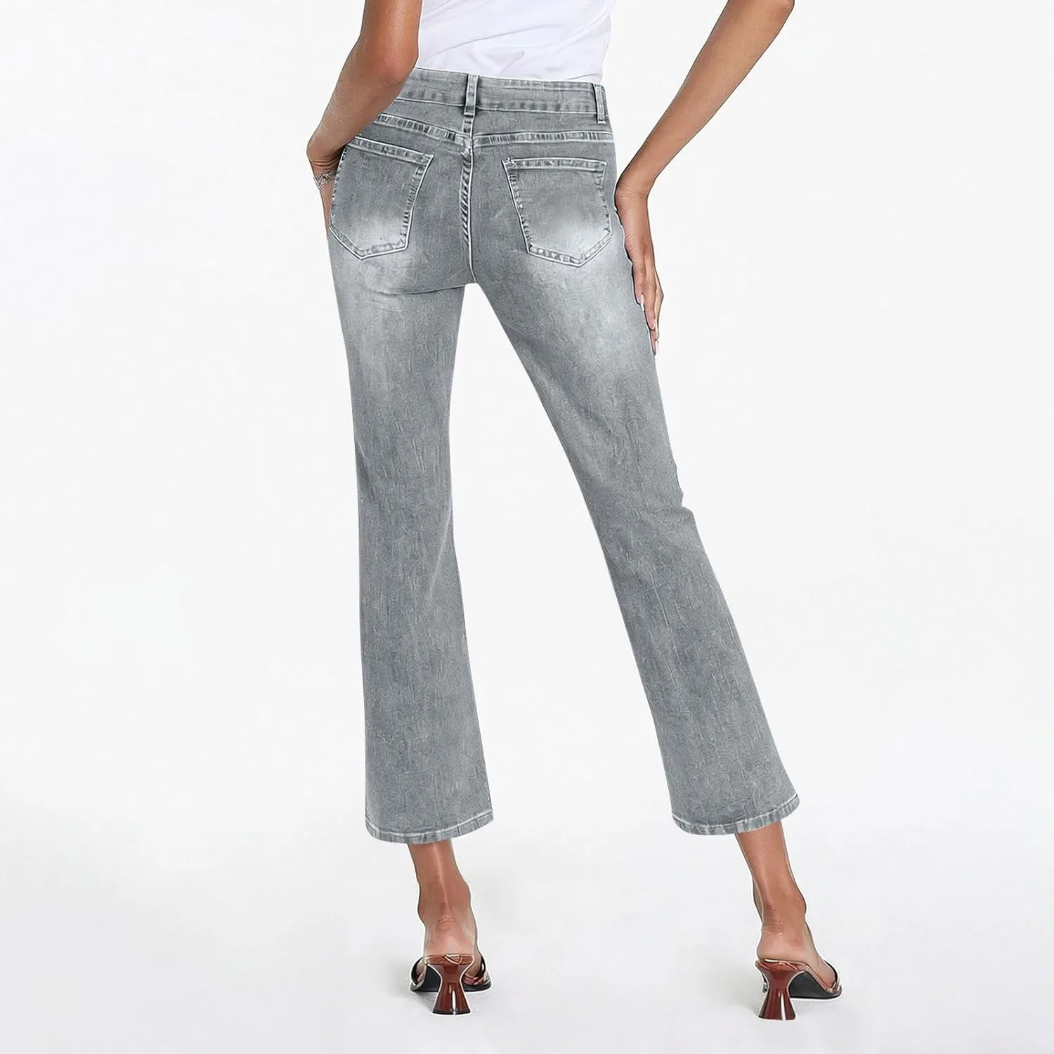 Flare jeans для женщин stretch low rise slim fit bell bottom с карманами — фото 4