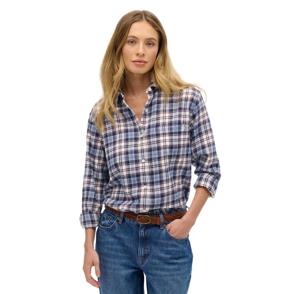 Рубашка с длинными рукавами Superdry Check Flannel Boyfriend, синий