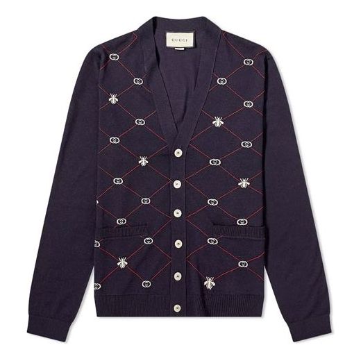 

Кардиган Gucci GG Jacquard and Bee Cardigan Navy
