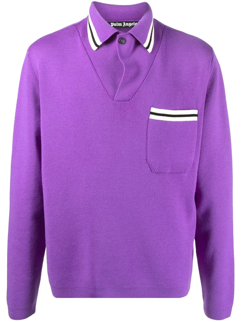 

Шерстяная рубашка поло с отделкой в полоску PALM ANGELS, фиолетовый