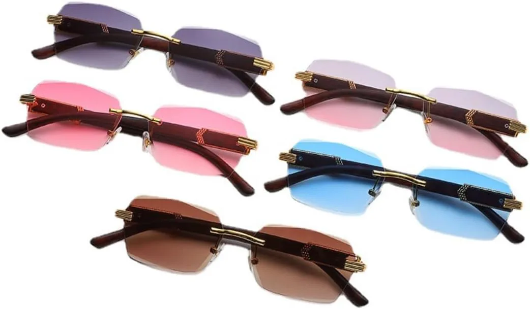 

Солнцезащитные очки для мужчин и женщин - защита UV400 - безободковые линзы ярких цветов для занятий спортом на открытом воздухе и вождения DSVIGF, Gold-blue