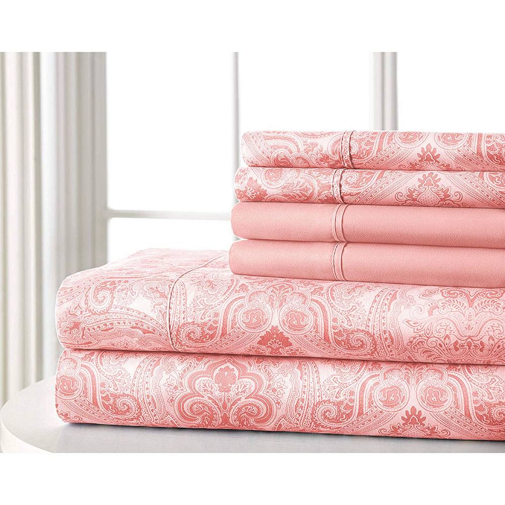 

Набор простыней Brylanehome с рисунком пейсли, 6 предметов BrylaneHome, цвет Soft Pink