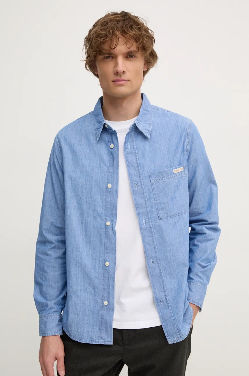 

Хлопковая рубашка Calvin Klein Jeans, синий