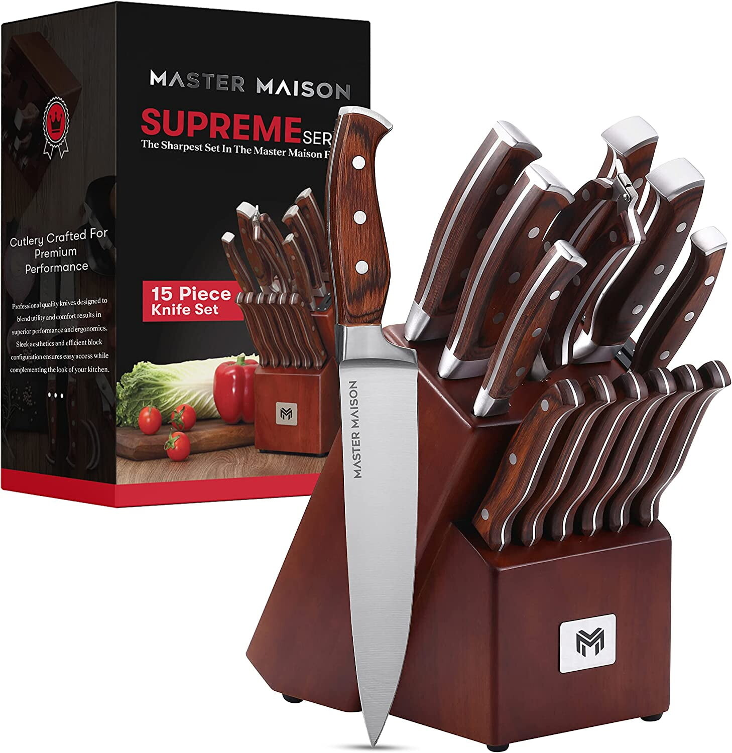 

Набор ножей кухонных из нержавеющей стали Master Maison, 15 штук