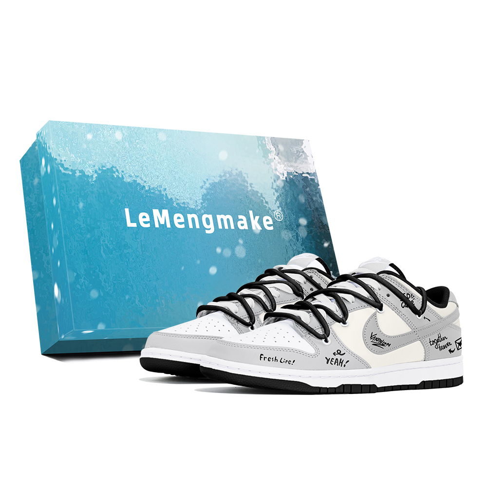 

Nike Кроссовки для скейтбординга Dunk Joy Lemon, износостойкие, серо-белые, мужские