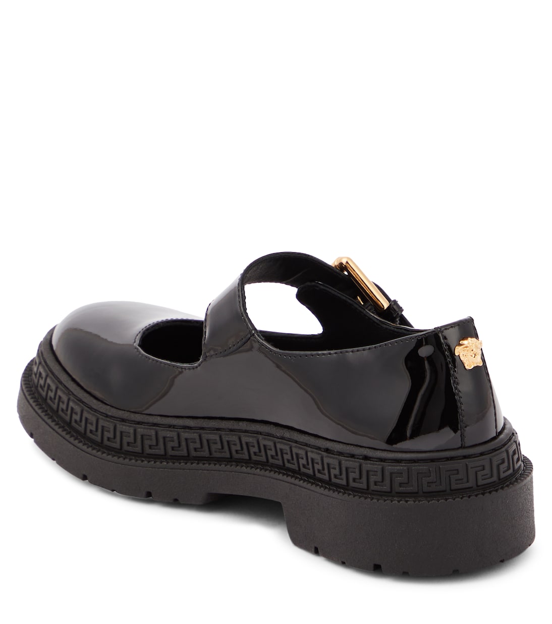 Туфли Мэри Джейн из лакированной кожи La Medusa Versace Kids, Nero - Oro Versace — фото 3