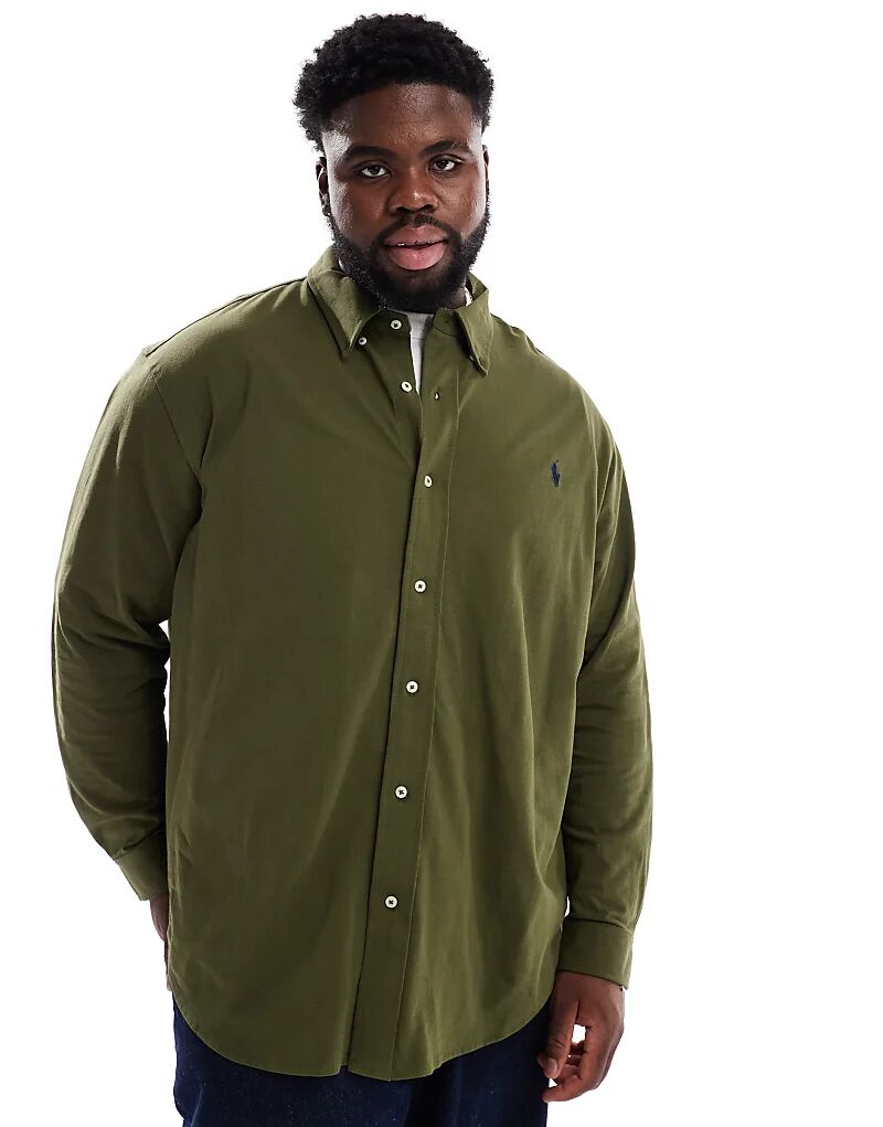 

Рубашка пике с логотипом Big & Tall темно-зеленого цвета Polo Ralph Lauren