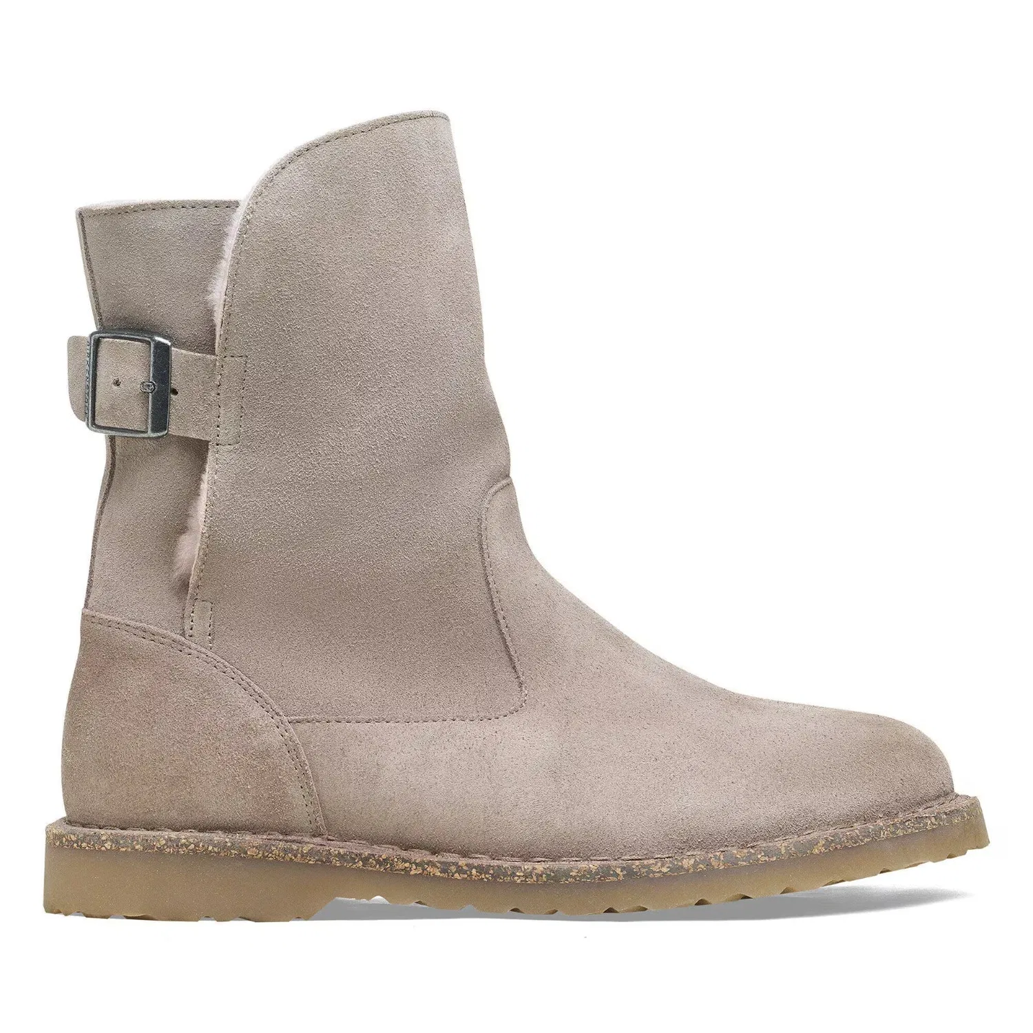 Мужские ботинки Birkenstock Uppsala 102342, серо-бежевые, замшевые, с меховой отделкой, модель HAWK3158 — фото 2