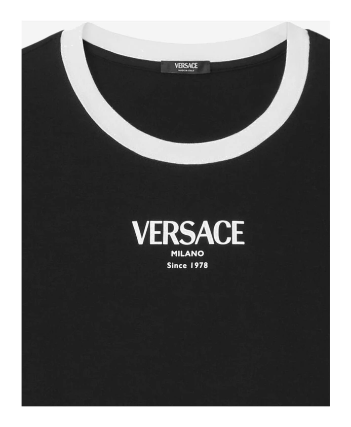 Футболка из эластичного вискозного трикотажа Versace, черный — фото 3