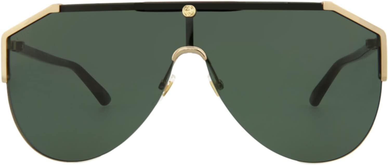 

Солнцезащитные очки Gucci Shield/Wrap, золотисто-зеленые, цвета гаваны, класса люкс, изготовлены в Италии, металлическая оправа, дизайнерская мода для повседневной роскоши