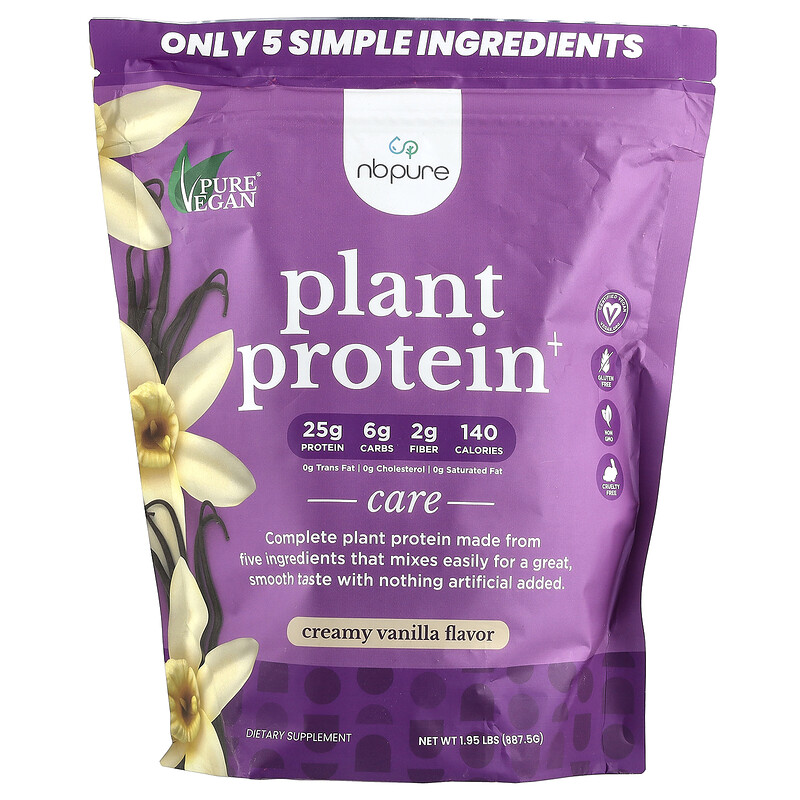 

NB Pure, Plant Protein +, кремовая ваниль, 887,5 г (1,95 фунта)