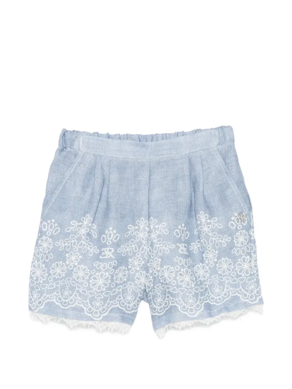 Шорты с кружевом и вышивкой Ermanno Scervino Junior, синий