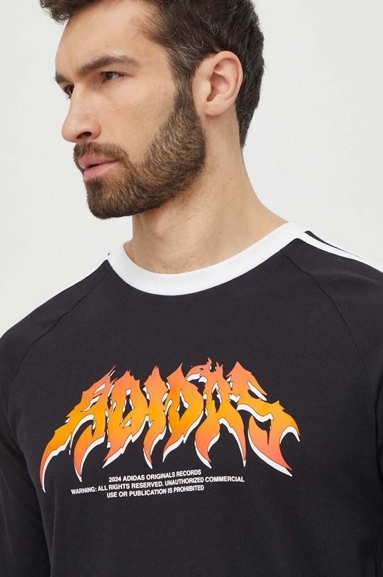 

Хлопковый лонгслив Flames adidas Originals, черный