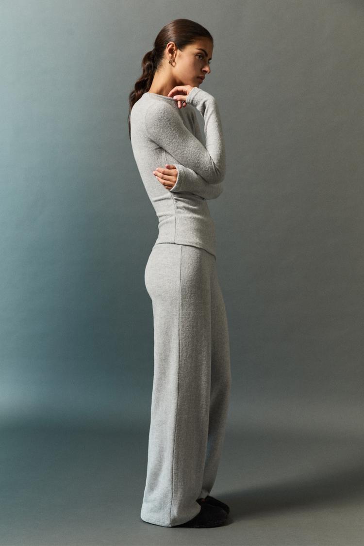 

Широкие трикотажные брюки Pull And Bear, серый