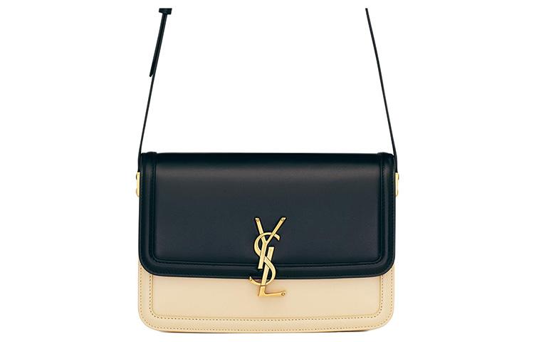 

SAINT LAURENT SOLFERINO Кожаная сумка из коровьей кожи Tofu Bag через плечо кроссбоди среднего размера женская черная/бежевая