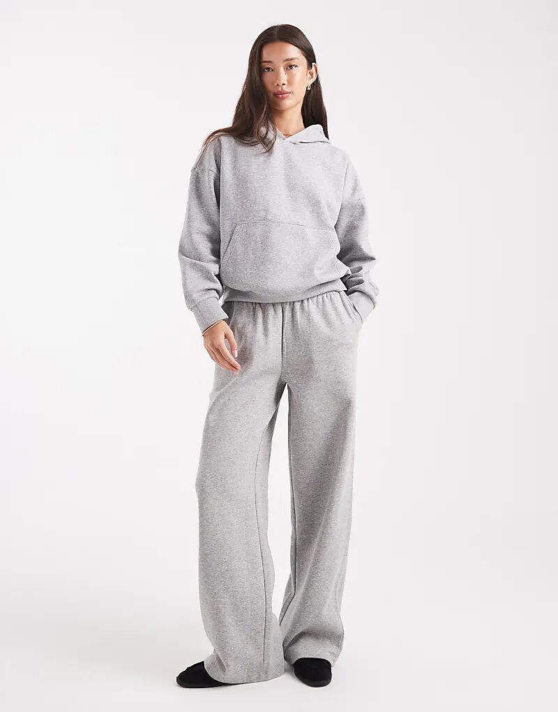 

Широкие брюки-джоггеры ASOS DESIGN с защипом и начесом, серые меланжевые