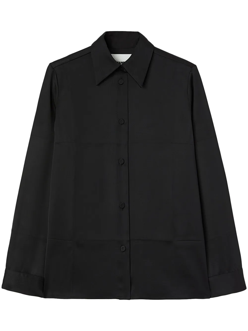 

Атласная рубашка с заостренным воротником JIL SANDER, черный