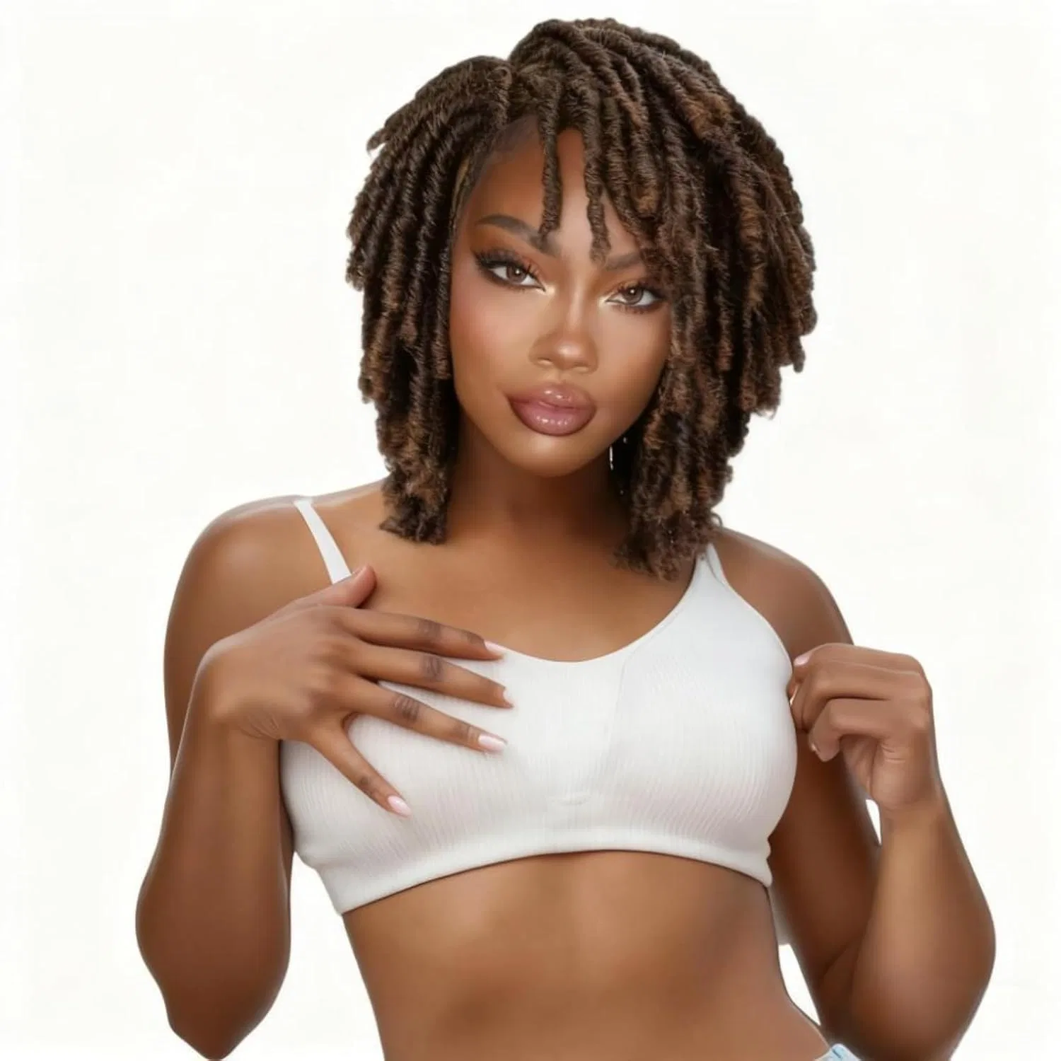 Женский парик Becus Afro Dreadlocks, смешанный черно-коричневый, 31.75 см Becus, Black Mix Brown (Braided)