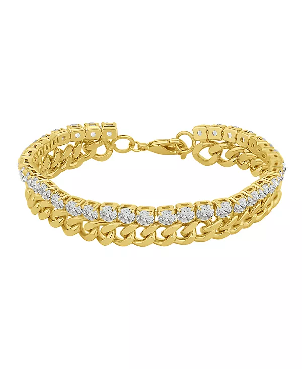 

Двухрядный теннисный браслет с кубическим цирконием And Now This, gold