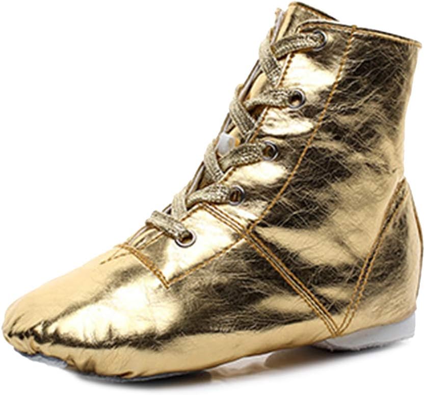 

YKXLM Ботинки для джаза на шнуровке, современная танцевальная обувь выше щиколотки для женщин и мужчин, модель GBPUJS, золотой