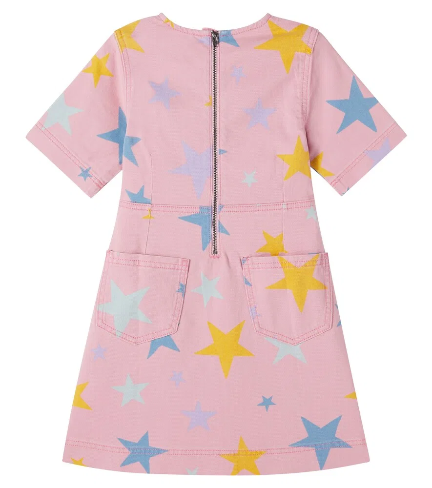 Джинсовое платье с принтом Stella McCartney Kids, розовый — фото 3