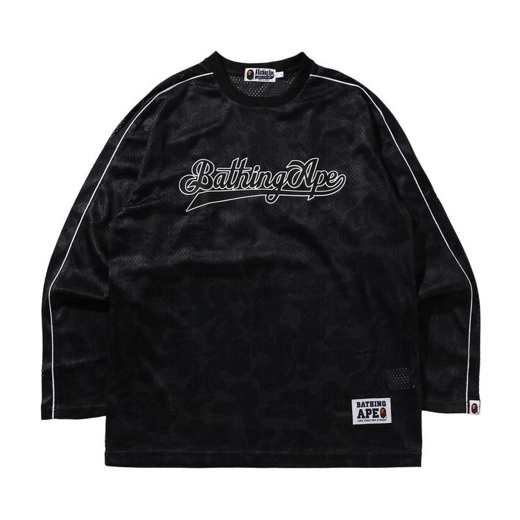 

Футболка BAPE Camo Stripe Baseball Logo Relaxed Fit Long-Sleeve Tee, Black