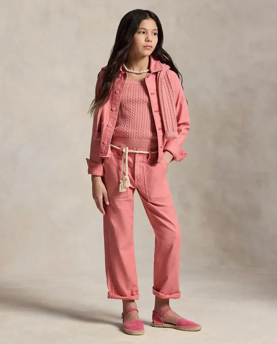 Детские брюки Рикки из хлопкового сатина Polo Ralph Lauren, розовый