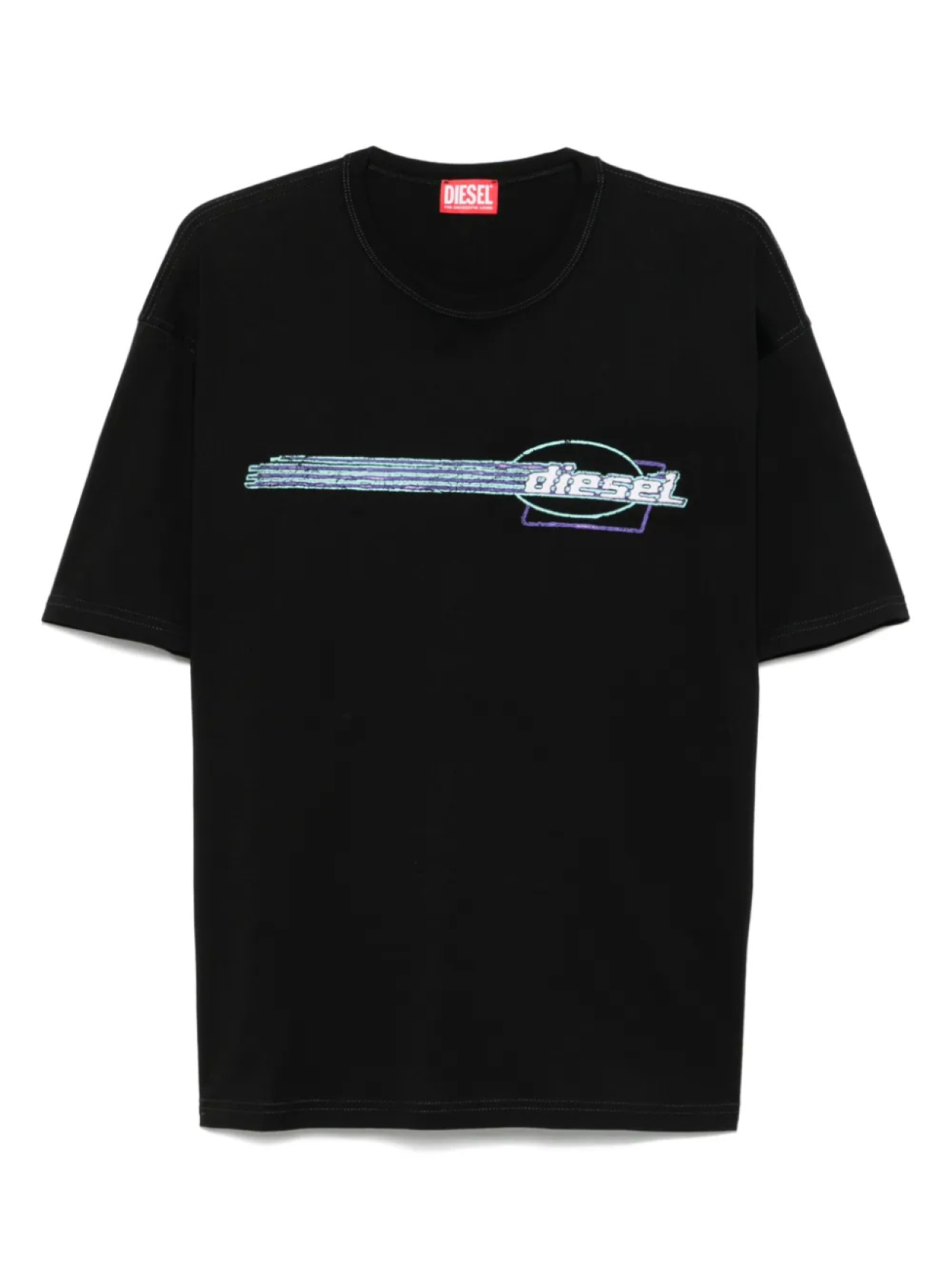 

Футболка с флокированным логотипом Diesel, черный