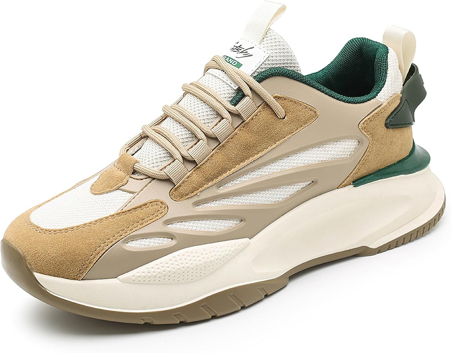 

Мужские кроссовки Exusiai с массивной подошвой, модные, дышащие, нескользящие, для ходьбы, занятий спортом, школы, тенниса и путешествий, хаки