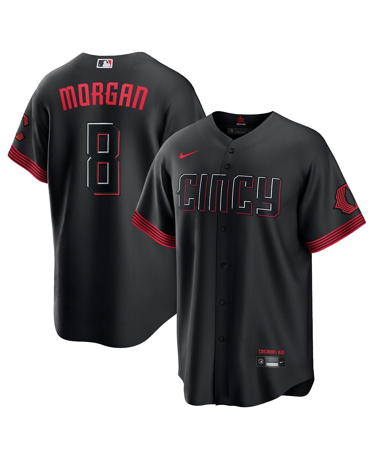 

Мужская черная футболка Cincinnati Reds Joe Morgan 2023 City Connect Replica Player Jersey Nike, Черный, Мужская черная футболка Cincinnati Reds Joe Morgan 2023 City Connect Replica Player Jersey Nike
