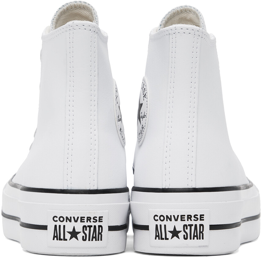 Белые высокие кожаные кеды Chuck Taylor All Star Lift Converse, белый/черный/белый — фото 2
