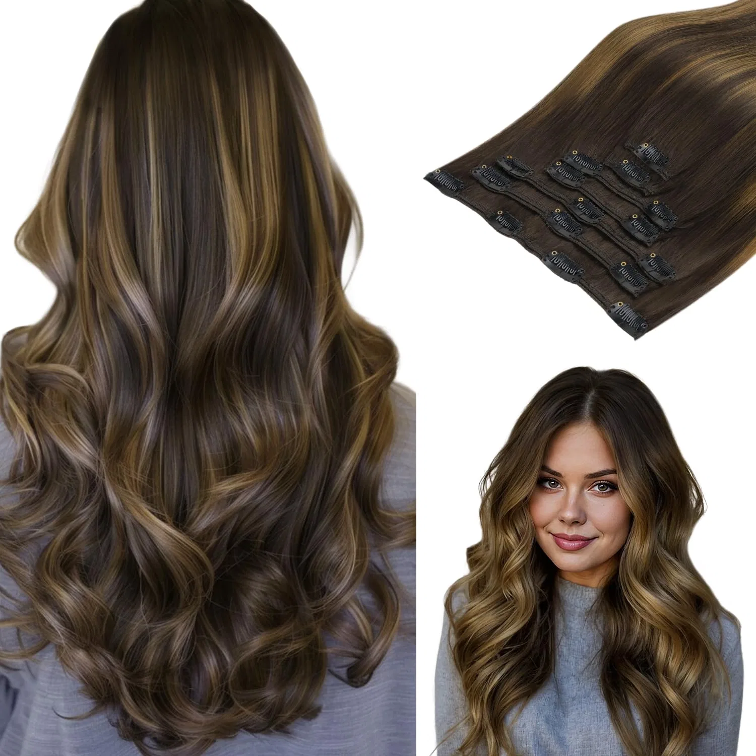 Накладные пряди для волос «Balayage Dark Brown to Chestnut Brown» от hotbanana Hotbanana