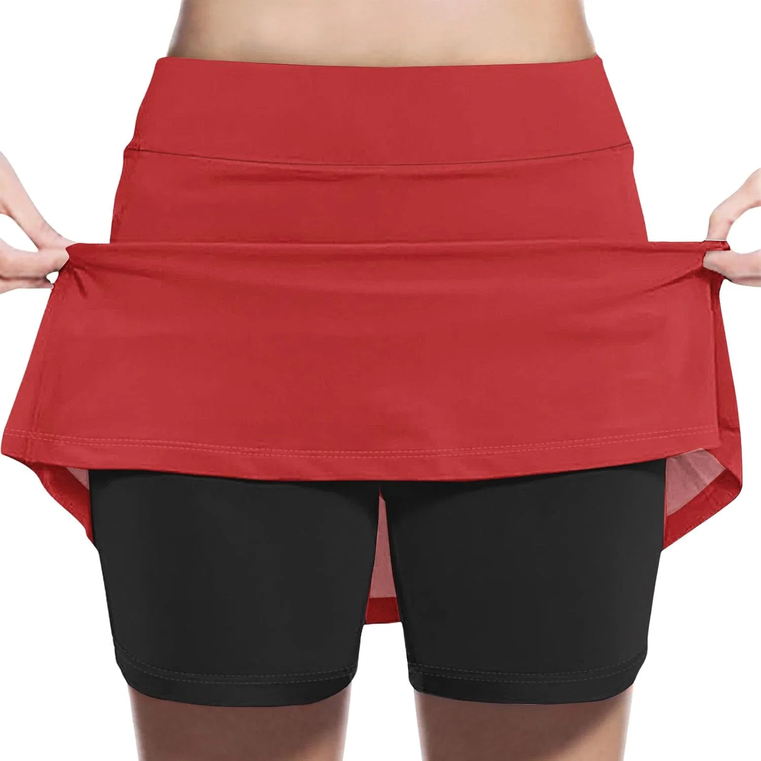 Юбка-шорты для девочек Athletic Skort, высокая талия, теннисная юбка со встроенными шортами, красный