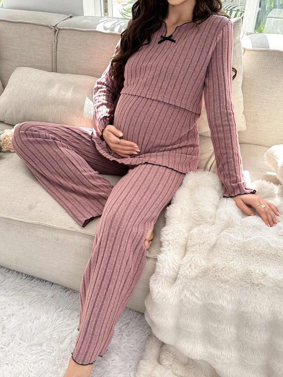 

Underwear&Sleepwear Maternity, Повседневная одежда для беременных, однотонная Shein, пастельно-розовый