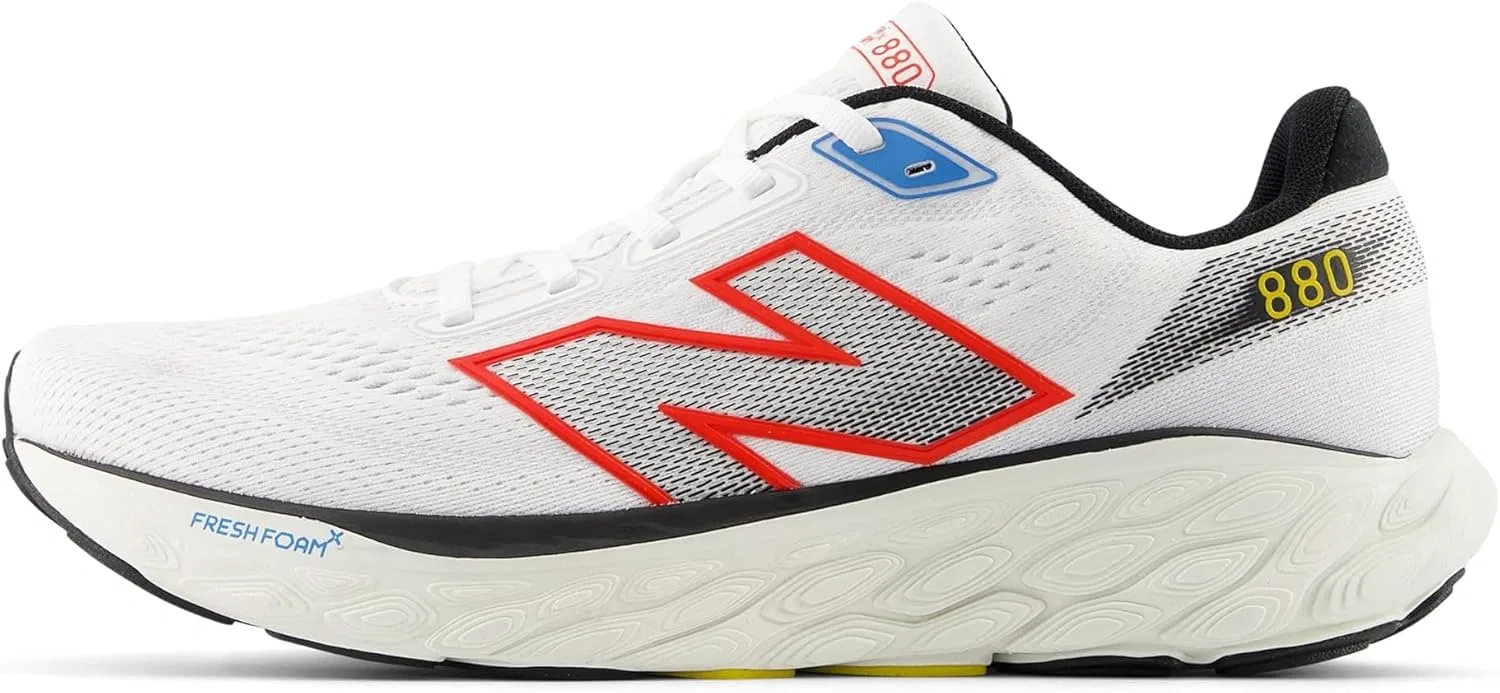 Мужские беговые кроссовки New Balance Fresh Foam X 880 V14, 2-White Neo Flame Black — фото 4