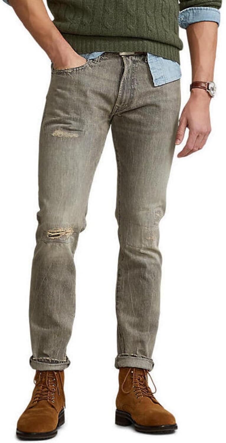 POLO RALPH LAUREN Мужские джинсы Sullivan Slim-Fit Brennan Repaired Faded, Grey — фото 3