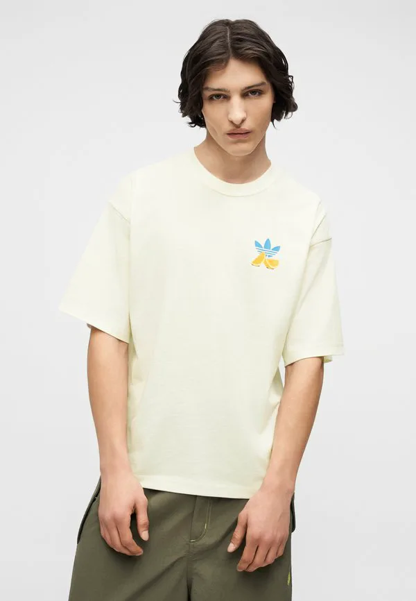Футболка унисекс с полосатым лимонным принтом Adidas Originals, Off-White — фото 4
