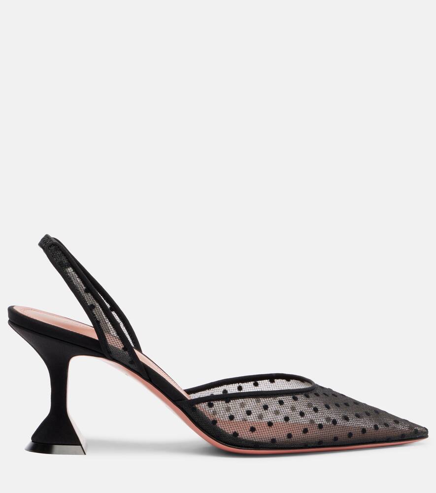 Туфли-лодочки Holli 70 point d'esprit на шлейках Amina Muaddi, Black Polka-Dot — фото 4