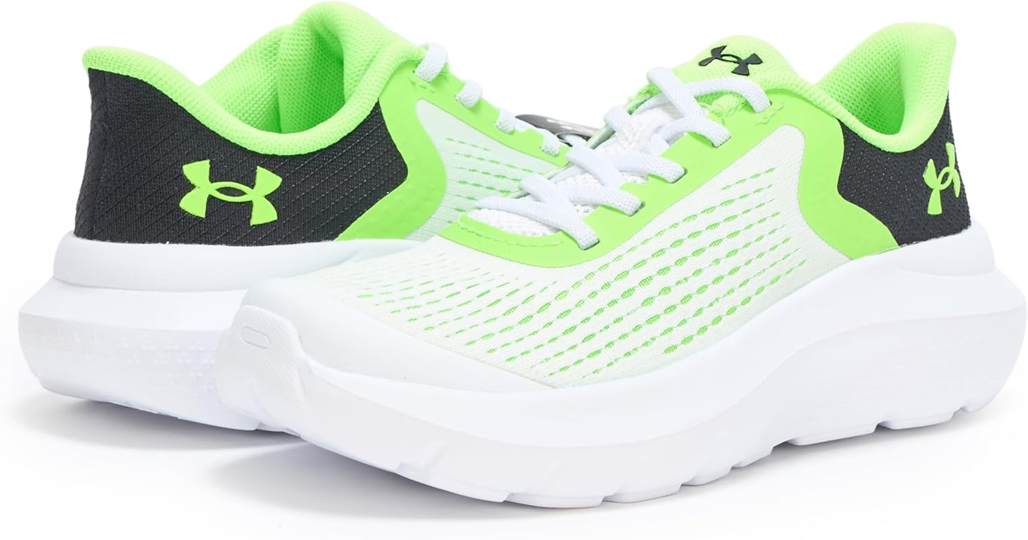 Кроссовки Under Armour Boys Pre School Rogue 4 с альтернативной шнуровкой, белый/черный/зеленый — фото 3