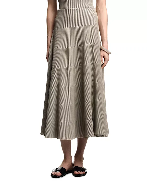 Двухцветная ребристая юбка миди Emporio Armani, Almond/Beige
