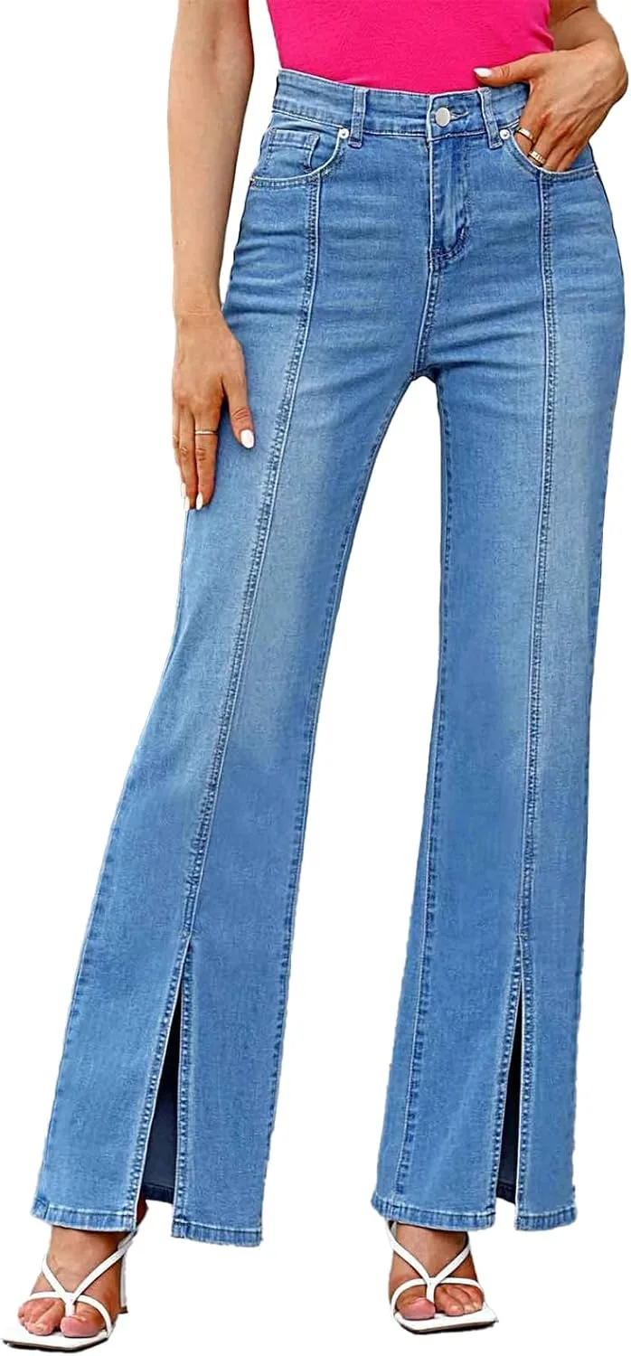 

Женские джинсы Mid Rise Long Stretch с широкими штанинами и карманами