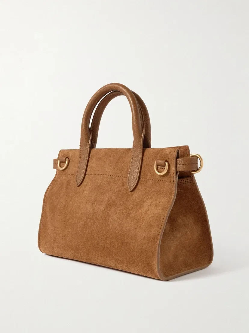 Кожаная замшевая сумка-тоут BURBERRY, коричневый — фото 3