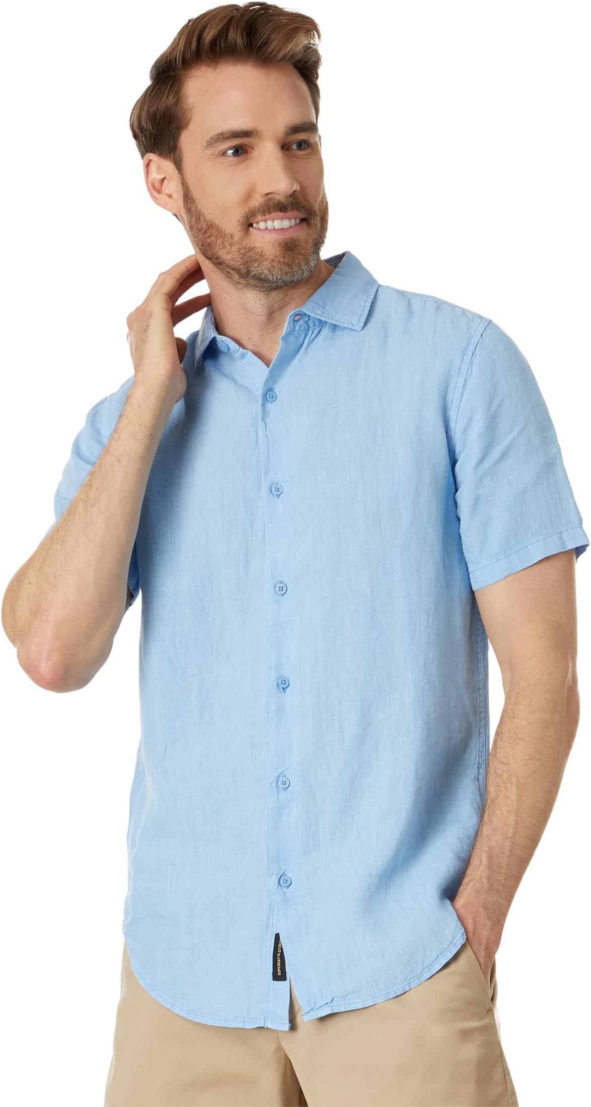 

Рубашка Superdry Studios Casual Linen Short Sleeve Shirt, цвет Seafoam Blue