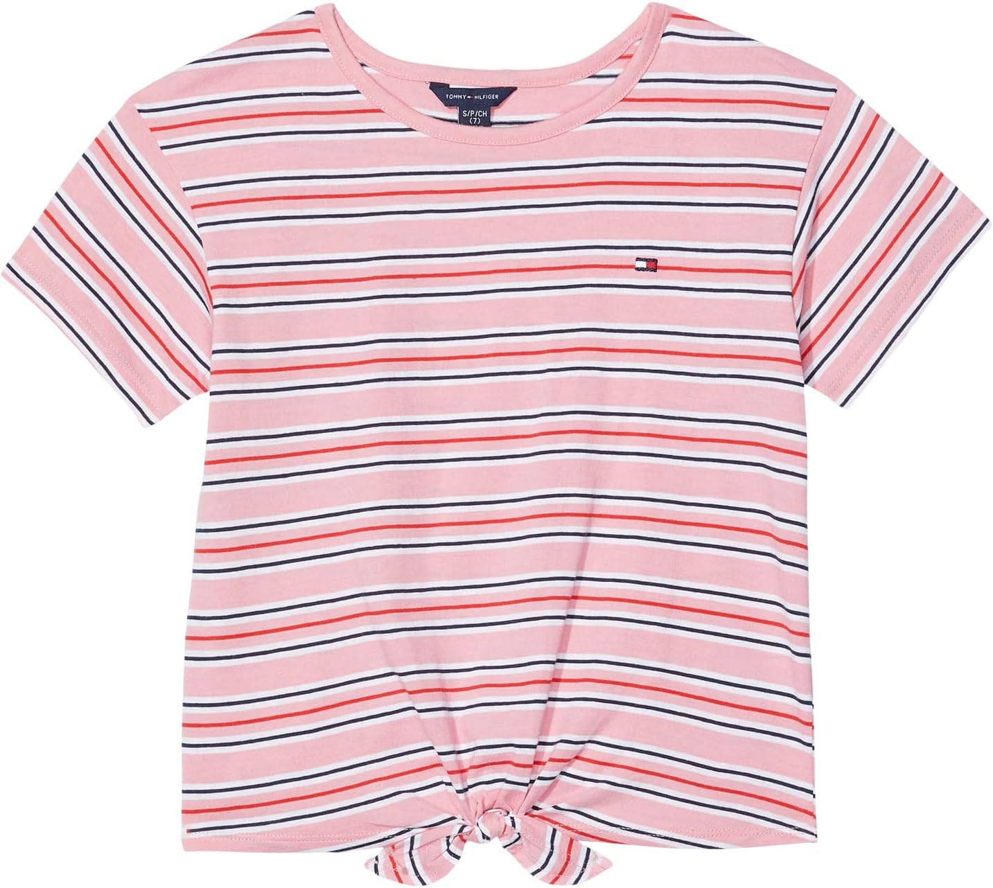 

Футболка Tommy Hilfiger Tommy Stripe Tie Front Tee, цвет Sea Pink